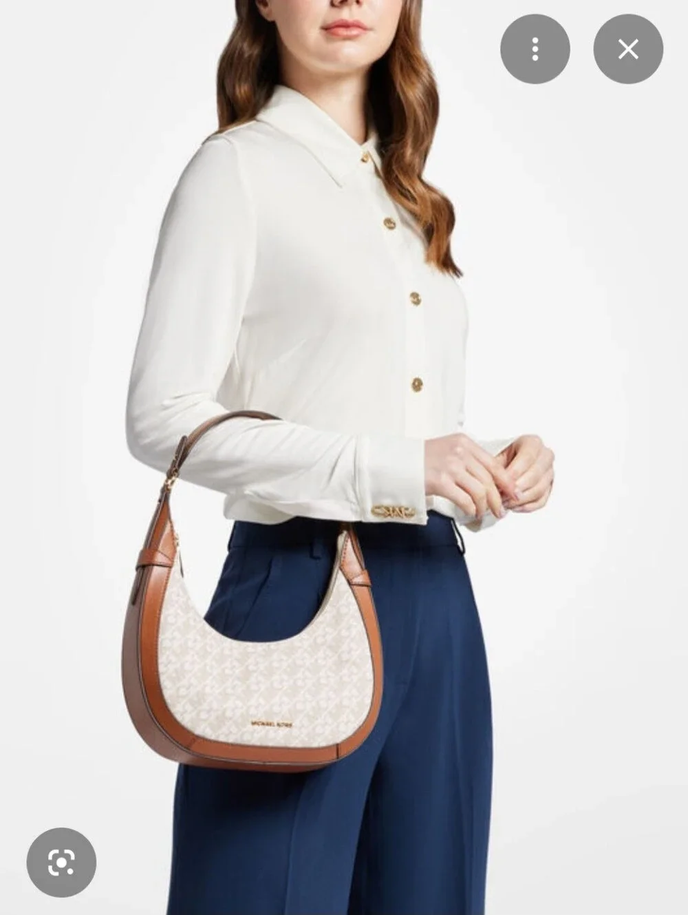 NWT Michael Kors Preston MK Logo Pebbled Leather Hobo Shoulder Handbag